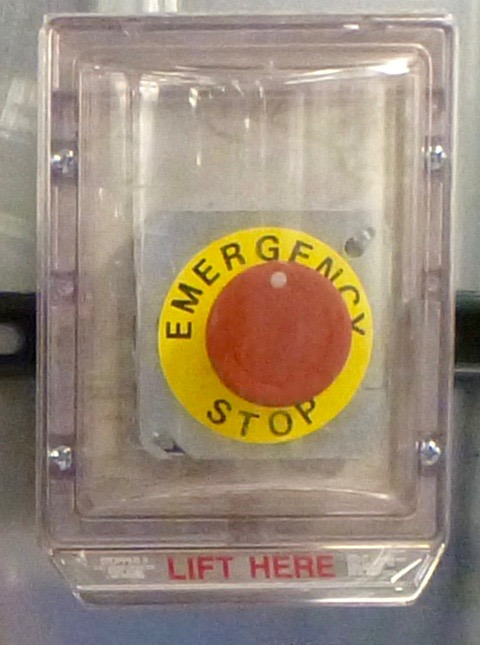 Picture showing one of the Emergency Stop Switches