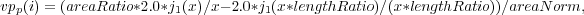 vpp(i) = (areaRatio*2.0*j1(x)∕x- 2.0*j1(x *lengthRatio)∕(x*lengthRatio))∕areaN orm,
