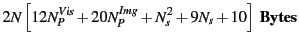 $\displaystyle 2N\left[12N^{Vis}_P+20N^{Img}_P+N^2_s+9N_s+10\right] {\tt\bf Bytes}$