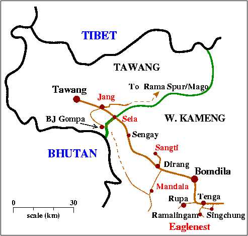 Dirang-Tawang Map