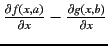 ${\partial f(x,a) \over {\partial
x}}-{\partial g(x,b) \over {\partial x}}$