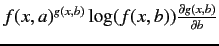 $f(x,a)^{g(x,b)} \log(f(x,b)) {\partial g(x,b)
\over \partial b}$