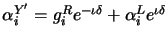 $ \alpha_i^{Y^\prime} = g_i^R e^{-\iota \delta} +
\alpha_i^L e^{\iota \delta}$