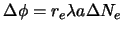 $\displaystyle \Delta \phi = r_e \lambda a {\Delta N_e}$