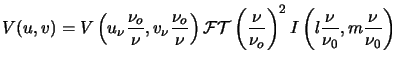 $\displaystyle V(u,v)=V\left(u_\nu\frac{\nu_o}{\nu}, v_\nu\frac{\nu_o}{\nu}\righ...
...(\frac{\nu}{\nu_o}\right)^2 I\left(l\frac{\nu}{\nu_0},m\frac{\nu}{\nu_0}\right)$