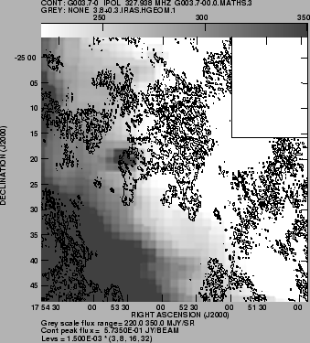 \includegraphics[scale=0.4]{Images/G3.8+0.3.IRAS+RADIO.PS}