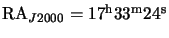 $ \mathrm{RA}_{J2000}=17^{\mathrm{h}}33^{\mathrm{m}}24^{\mathrm{s}}$