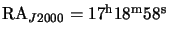 $ \mathrm{RA}_{J2000}=17^{\mathrm{h}}18^{\mathrm{m}}58^{\mathrm{s}}$