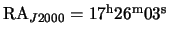 $ \mathrm{RA}_{J2000}=17^{\mathrm{h}}26^{\mathrm{m}}03^{\mathrm{s}}$