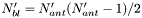 $ N'_{bl}=N'_{ant}(N'_{ant}-1)/2 $