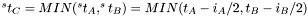 $ ^st_C = MIN(^st_A,^st_B) = MIN( t_A-i_A/2 , t_B-i_B/2 ) $
