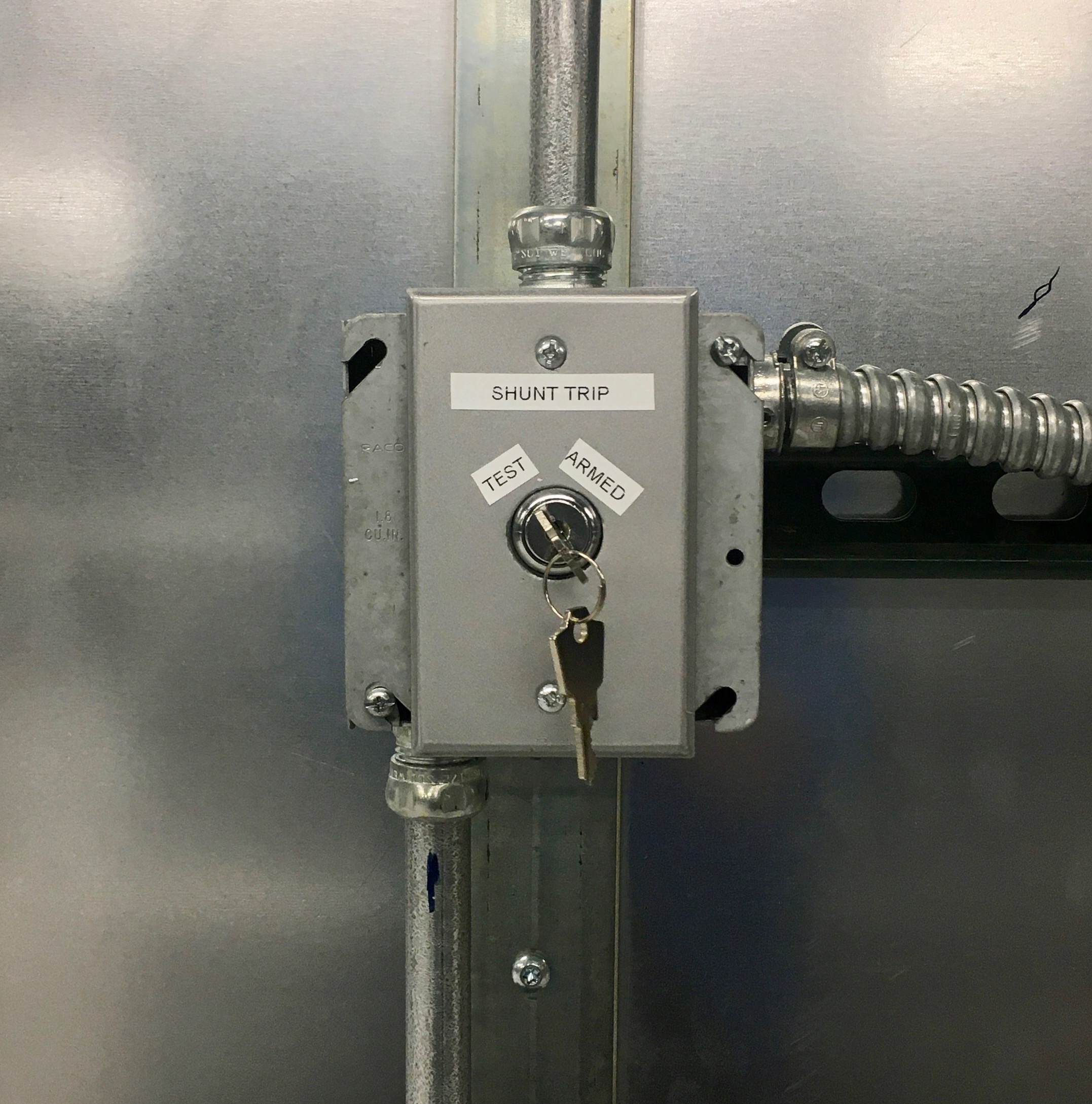 Closeup of the Shunt Trip Bypass Switch Showing Labels