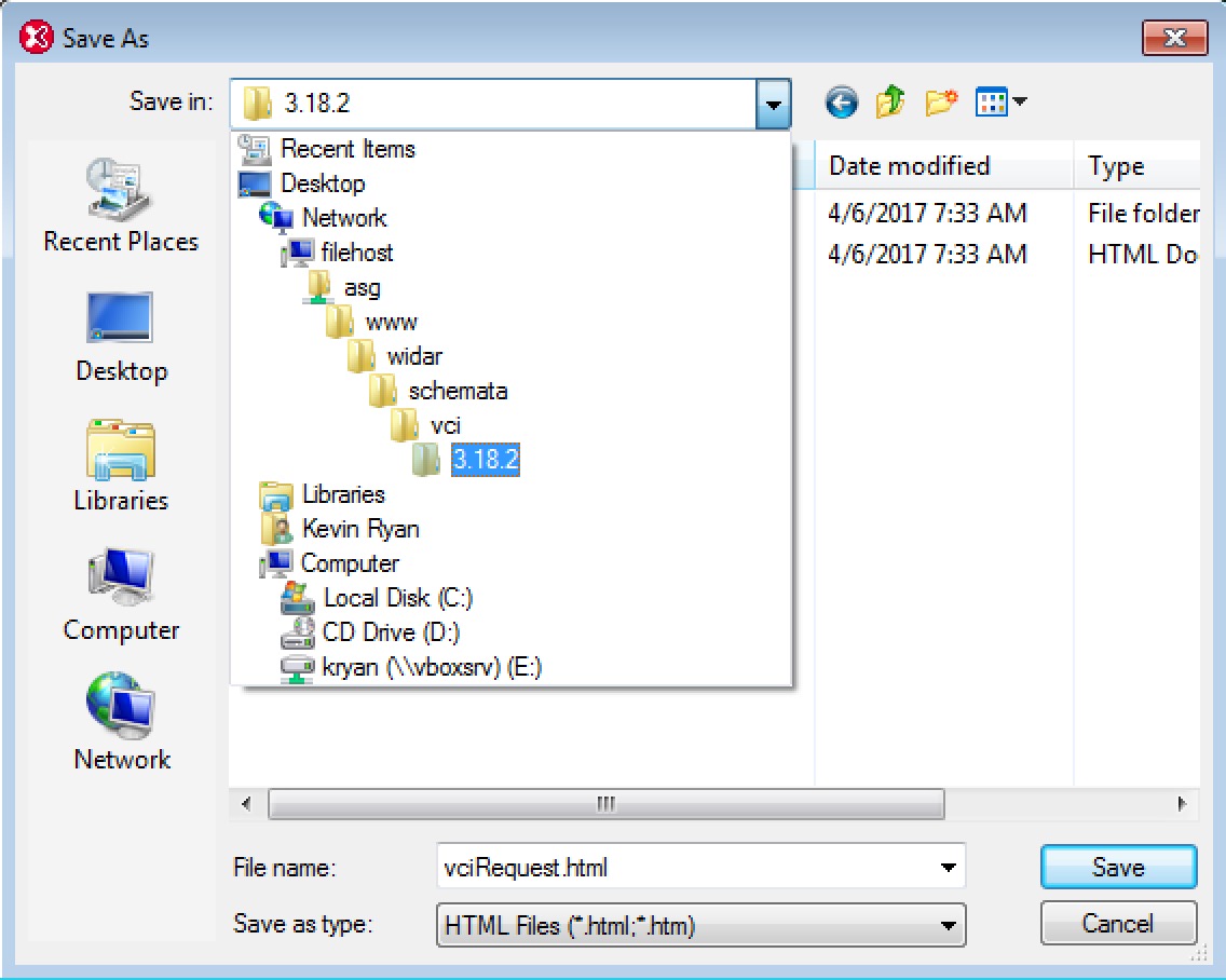 Image of XMLSpy showing where to save the documentation